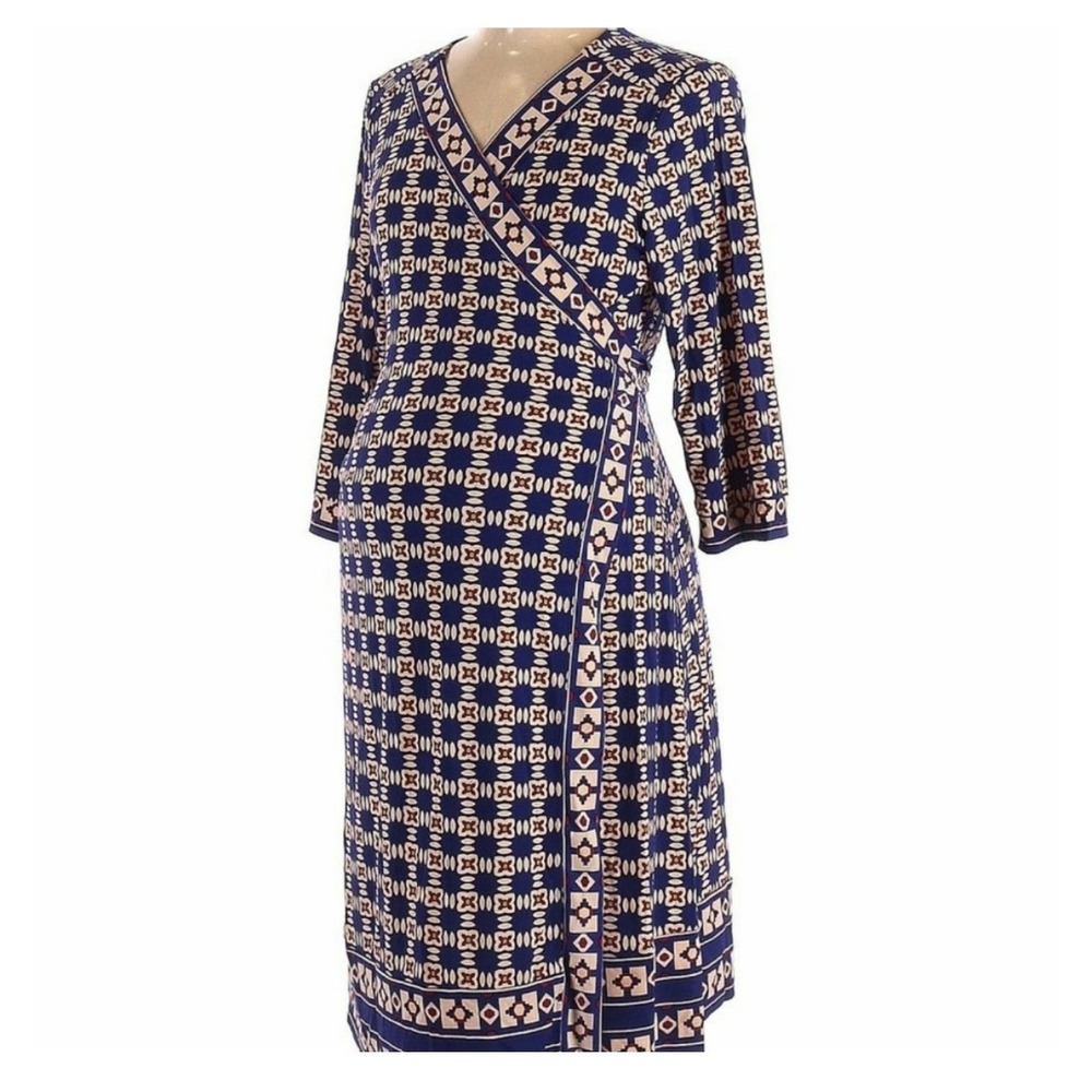 A Pea in the Pod Wrap Dress Women Small Purple Geometric Floral Maternity